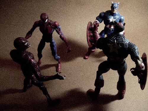 Spidey and Cap vs. their Zombie Versions