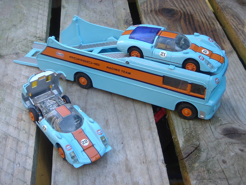 This model was presented with 2 Corgi Carrera racing cars in complementing 