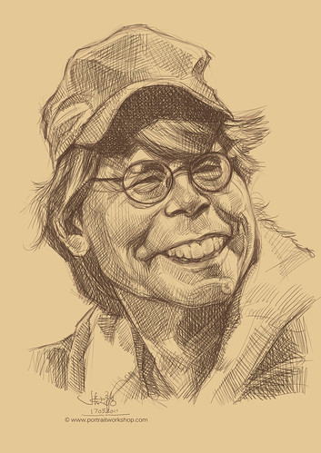 digital portrait sketch of Stephen King