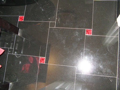 Red Glass Accent Floor Tiles