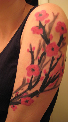 cherry blossom branch tattoo