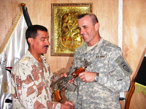 Drew gets a gift from a friend in the Iraqi army