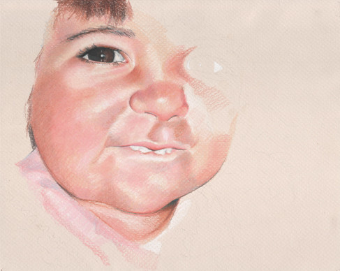 In progress scan of colored pencil drawing.
