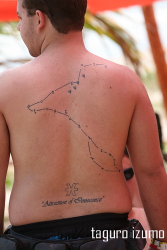 Pisces Tattoo  on back of a man