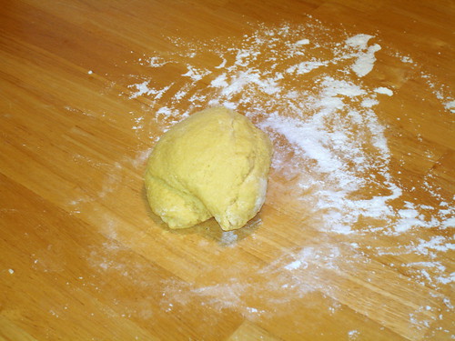Kneading the dough, early stages