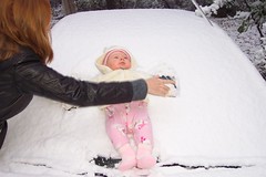 Talia makes a snow angel