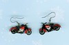 red motorcycle earrings