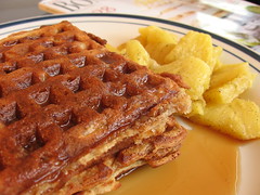 Pecan Waffles with Sauteed Pineapple