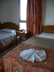 Hotel Deauville 在room keeping之後每天換一種毛巾折法