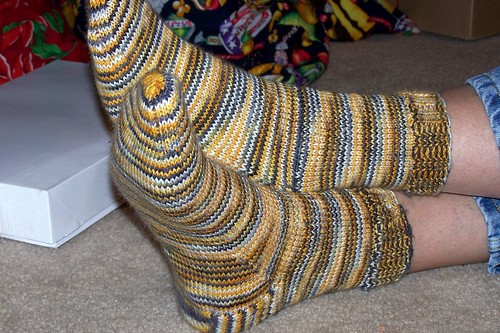 Mom models her socks!