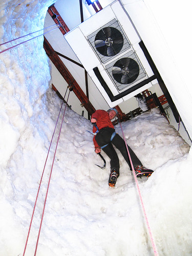 ice climbing in a big freezer