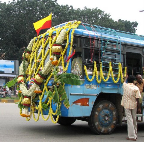 Front of bus on Rajyotsava Day 011107