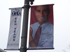 Banners for the Verizon Center anniversary, depicting Mayor Fenty