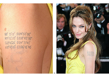  das tatuagens das celebridades Abaixo a tatoo da Angelina Jolie 