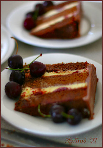 sliced sour cream chocolate cake