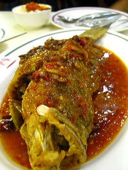 Steamed Sea bass with chilli and lime sauce