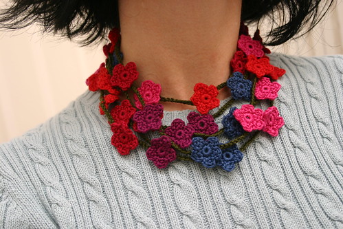 crocheted flower necklace
