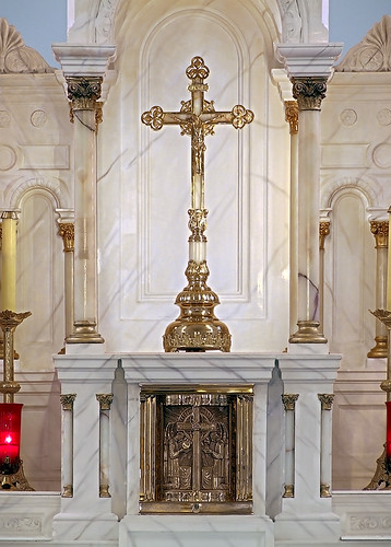 Saint Joseph Roman Catholic Church, in Bonne Terre, Missouri, USA - tabernacle and crucifix