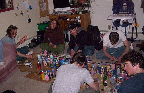 painting cans on the floor