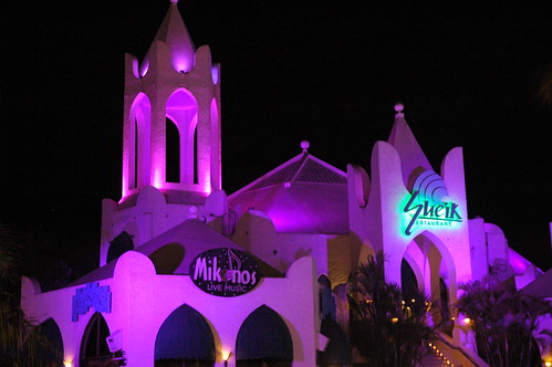 Sheik restaurant and nightclub in pink, night life, Mazatlan, Sinaloa, Mexico by Wonderlane