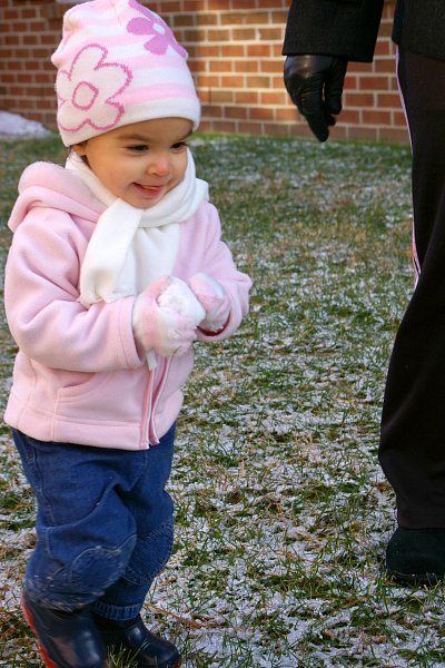 Breagha with a snowball