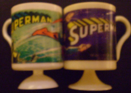 One view of Superman mini cups from vending machine 1979