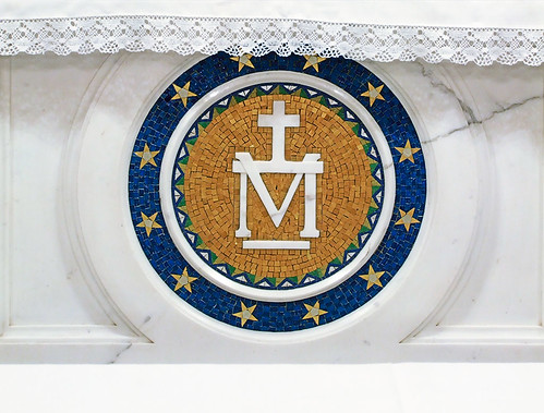Saint Mary of the Barrens Roman Catholic Church, in Perryville, Missouri, USA - Shrine of the Miraculous Medal - Mary's monogram