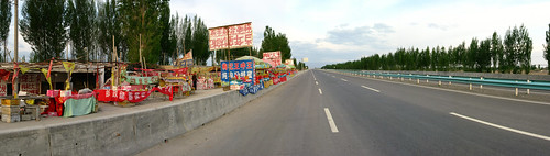 Typical express-way-side stall in Xinjiang Province, China