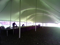 Working on the Catwalk under a huge Pole Tent