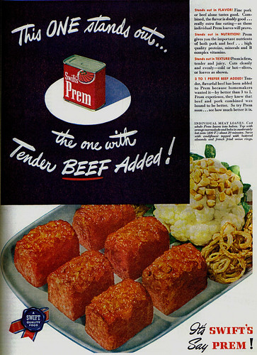 Vintage Ad #494: Prem - The Canned Meat with Tender Beef Added!