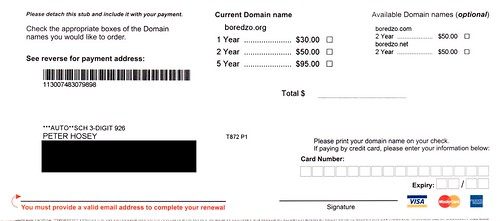 The lowest third of a letter from “Domain Registry of America”, looking very much like a bill.