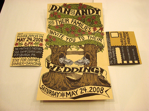  custom woodcut wedding invitation here Adorable woodlandthemed cake 