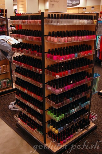Check out the nail polish tower! Nordstrom Rack carries OPI and house brand