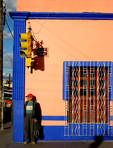 Oaxacan Man Waiting or Bus