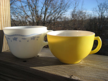 Pyrex Morning Blue & Yellow Cups