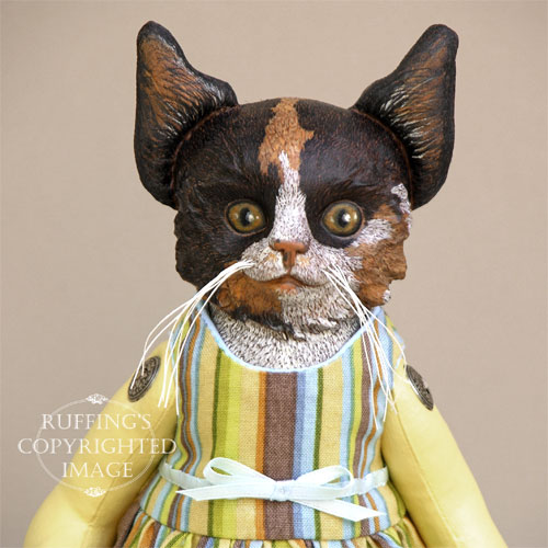 Fiona the Calico Kitten, Original One-of-a-kind Folk Art Doll by Elizabeth Ruffing