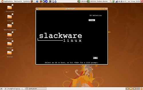 l'écran de démarrage de la slackware 12.1