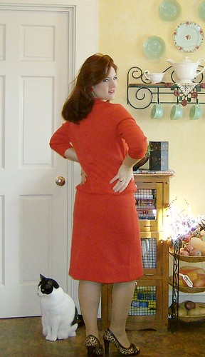 60's wool knit skirt and top, buttons up the back.  A bit big on me~