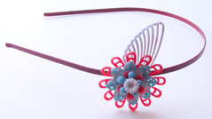 Red and Blue Vintage Flowers Headband