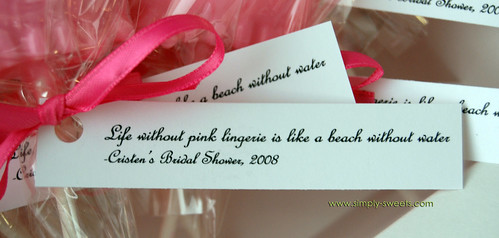 pink lingerie bridal shower favors tag