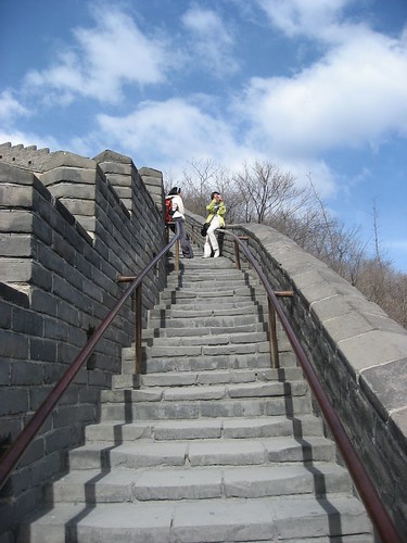 The climb of rather steep in some sections of the Great Wall