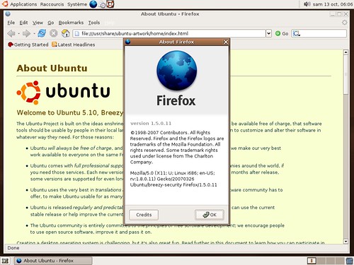 Firefox 1.5.0.11 sous ubuntu 5.10