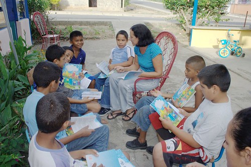 Luz Maria and Sunday school children