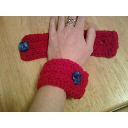 red cuffs with buttons