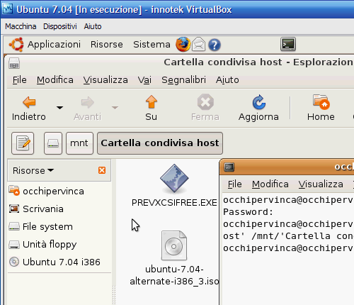 Fig. 13 - Cartelle condivise guest Linux - Contenuto cartella condivisa