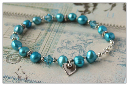 Freshwater pearl & silver bracelet
