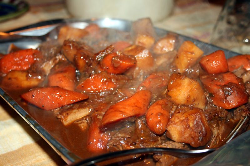 Brisket of Beef (laden with Onions, Carrots and Potatoes)