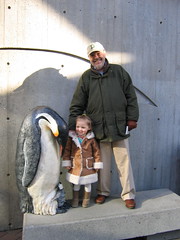 sadie and grandpa with penguins