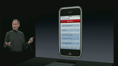 Steve Jobs Showcasing the iPhone Bank of America ATM Branch Locator