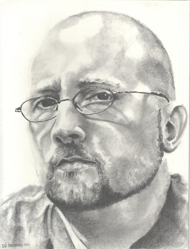 Graphite portrait entitled Self Portrait III